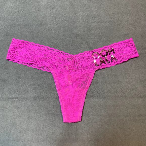Victoria's Secret 2012 The Lacie Thong Panty Pink Sequin Ooh LaLa Lace Waist - Picture 1 of 11